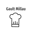 Schwarzes Gault Millau Logo auf weißem Hintergrund
